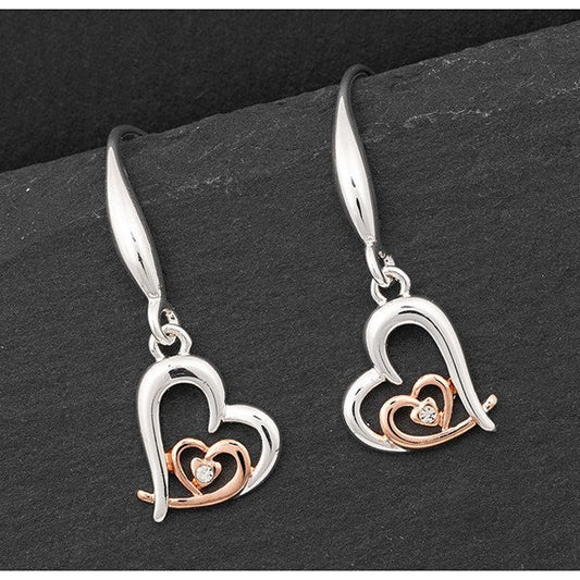 Equilibrium Heart Silver & Gold Plated Earrings-Breda's Gift Shop