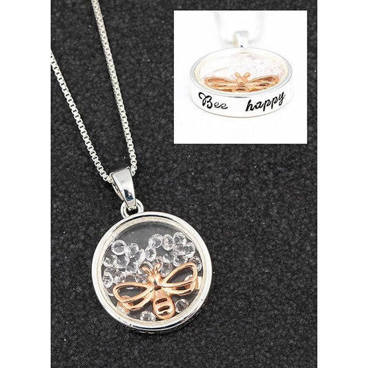 Equilibrium Silver Plated Bee Necklace "Bee Happy"-Breda's Gift Shop