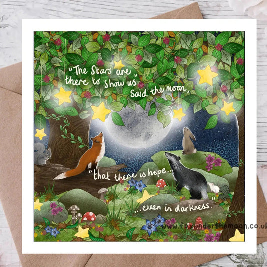 Fox Under The Moon 'Counting Stars' Greeting Card-Breda's Gift Shop