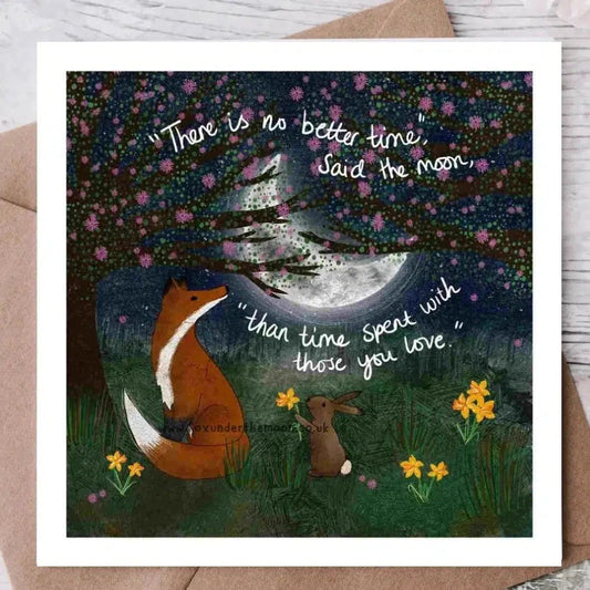 Fox Under The Moon 'No Better Time' Greeting Card-Breda's Gift Shop