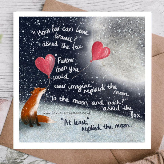 Fox Under The Moon 'To The Moon & Back' Greeting Card-Breda's Gift Shop