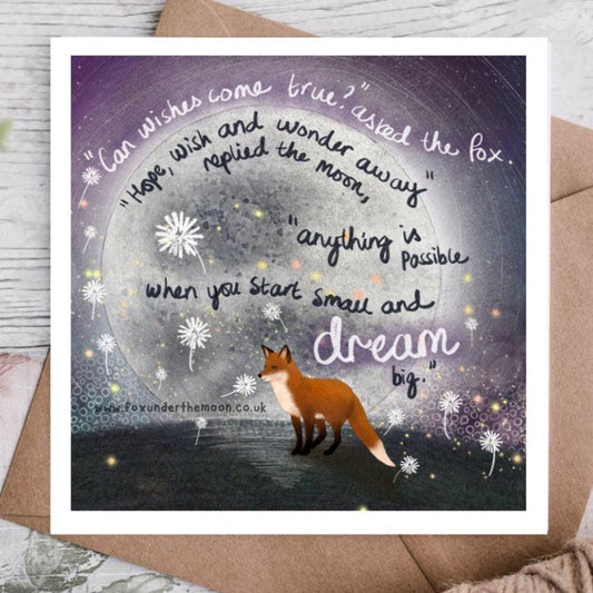 Fox Under The Moon 'Wishes' Greeting Card-Breda's Gift Shop