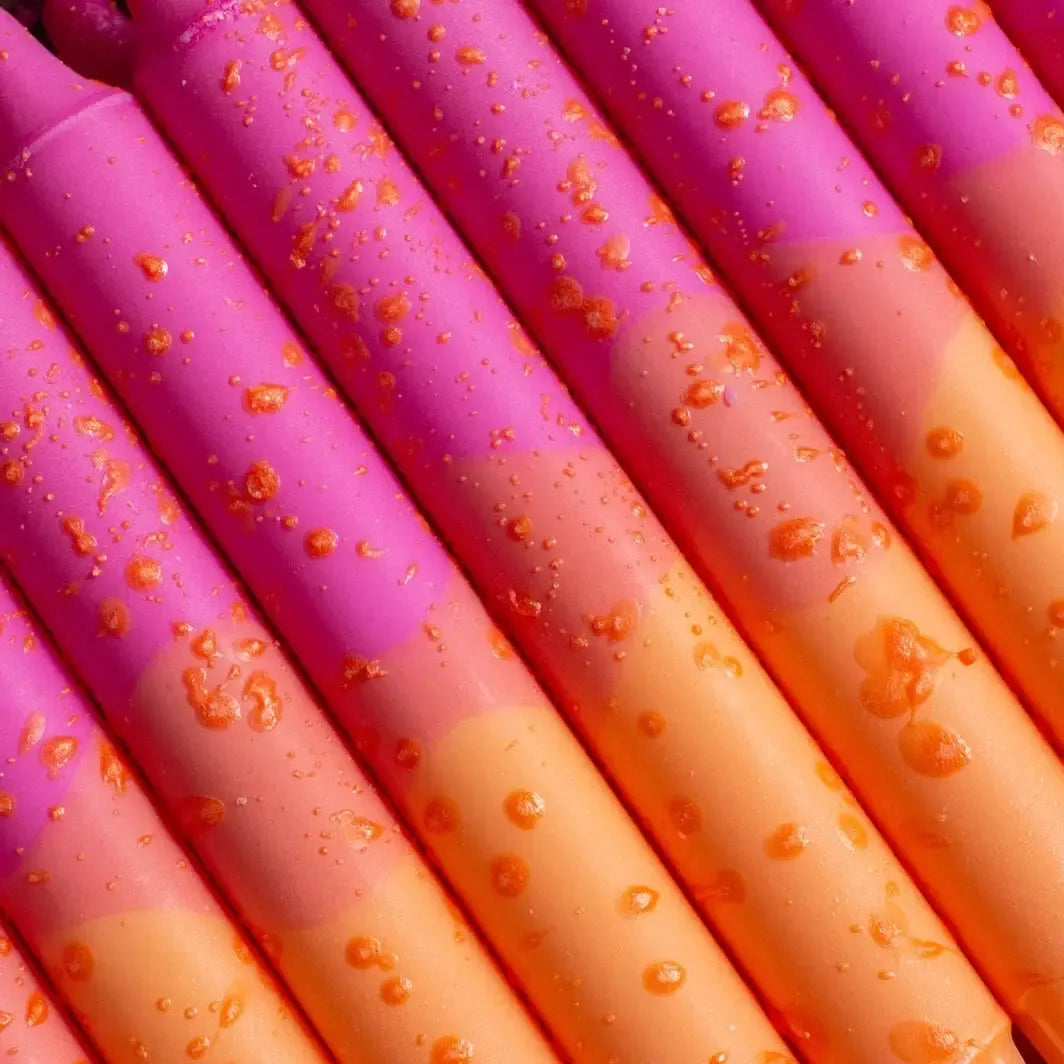 Fuchsia & Orange Tapered Candle-Breda's Gift Shop