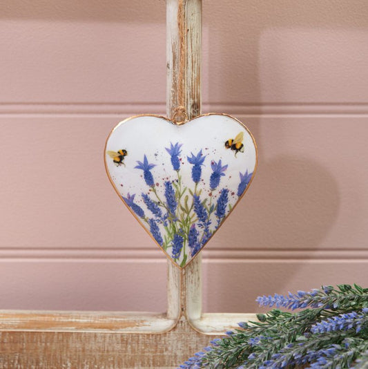 Lavender Bee Hanging Heart Decoration-Breda's Gift Shop