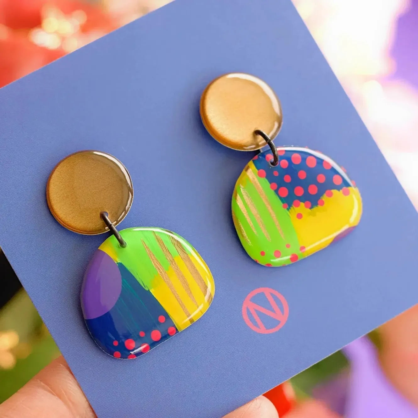 Naoi Abstract Polka Statement Earrings-Breda's Gift Shop