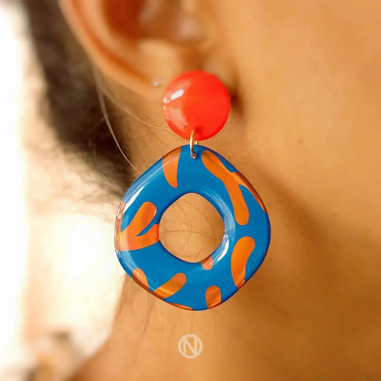 Naoi Blue Fall Statement Earrings-Breda's Gift Shop