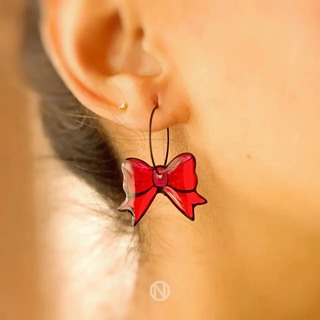 Naoi Bow Pendant Earrings-Breda's Gift Shop