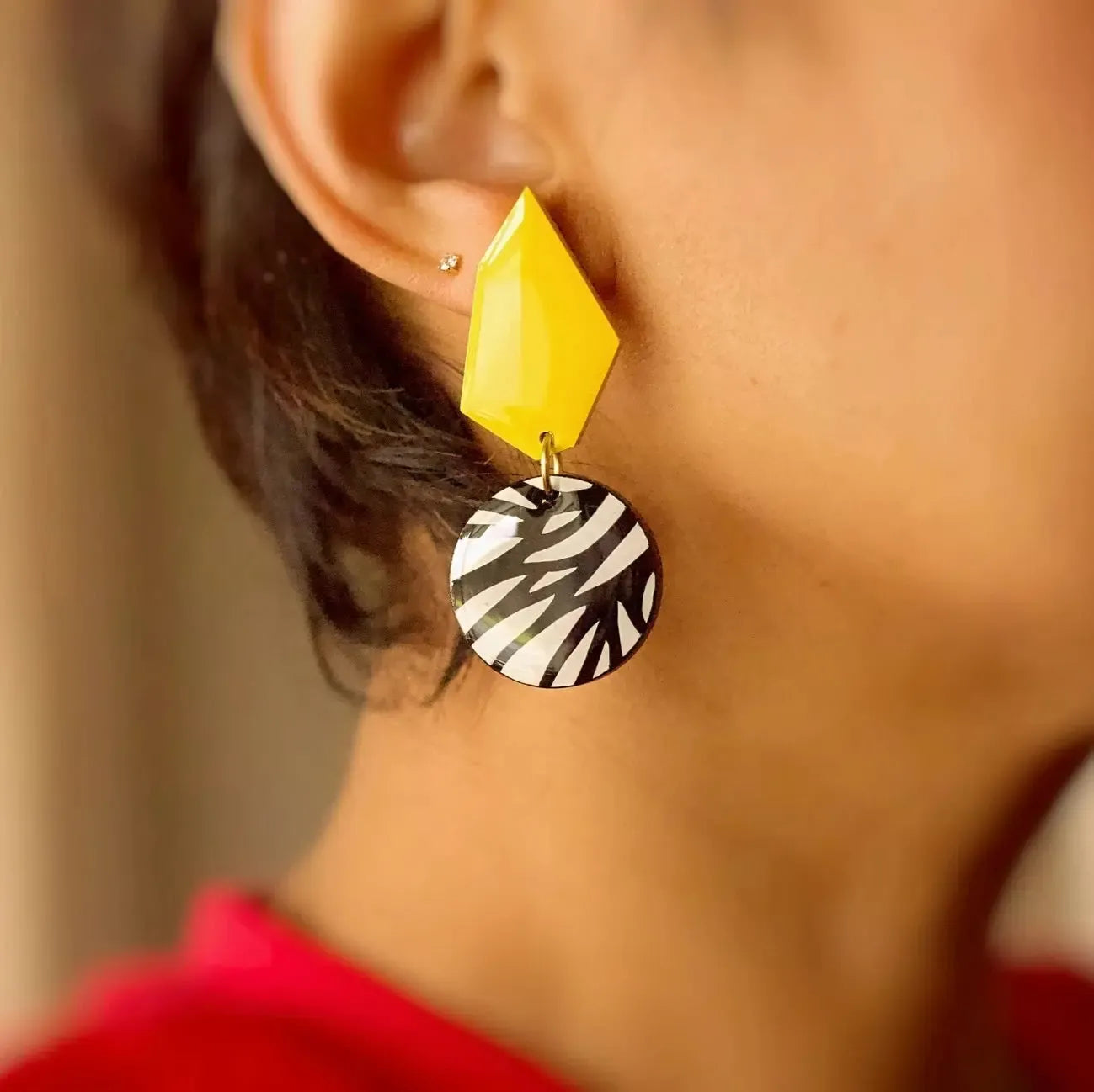 Naoi Monochrome Statement Earrings-Breda's Gift Shop