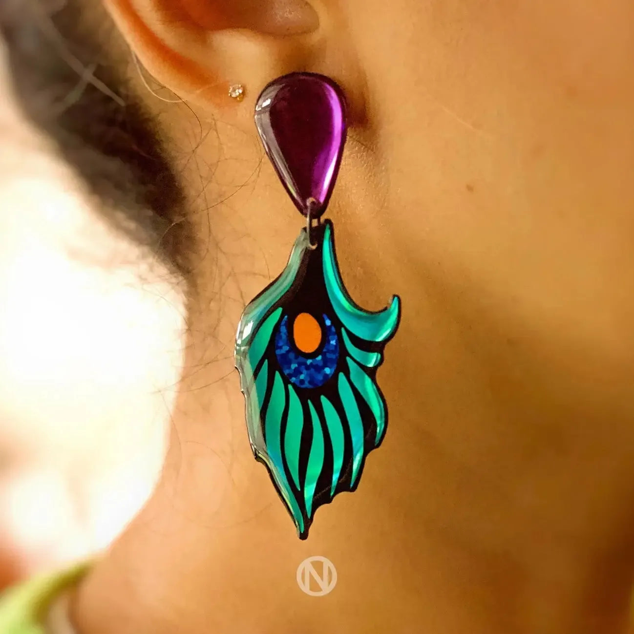 Naoi Peacock Statement Earrings-Breda's Gift Shop
