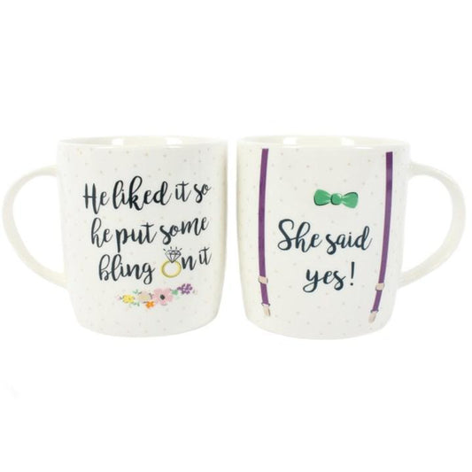 "She Said Yes!“ Engagement Mug Set-Breda's Gift Shop