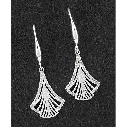 Equilibrium Silver Plated Fan Earrings-Breda's Gift Shop