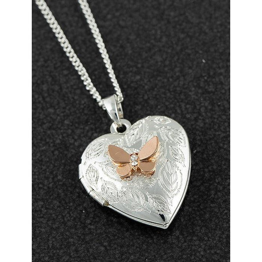 Equilibrium Two Tone Butterfly Locket-Breda's Gift Shop