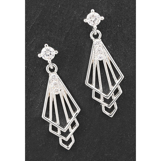 Equilibrium Art Deco Silhouette Silver Plated Earrings-Breda's Gift Shop