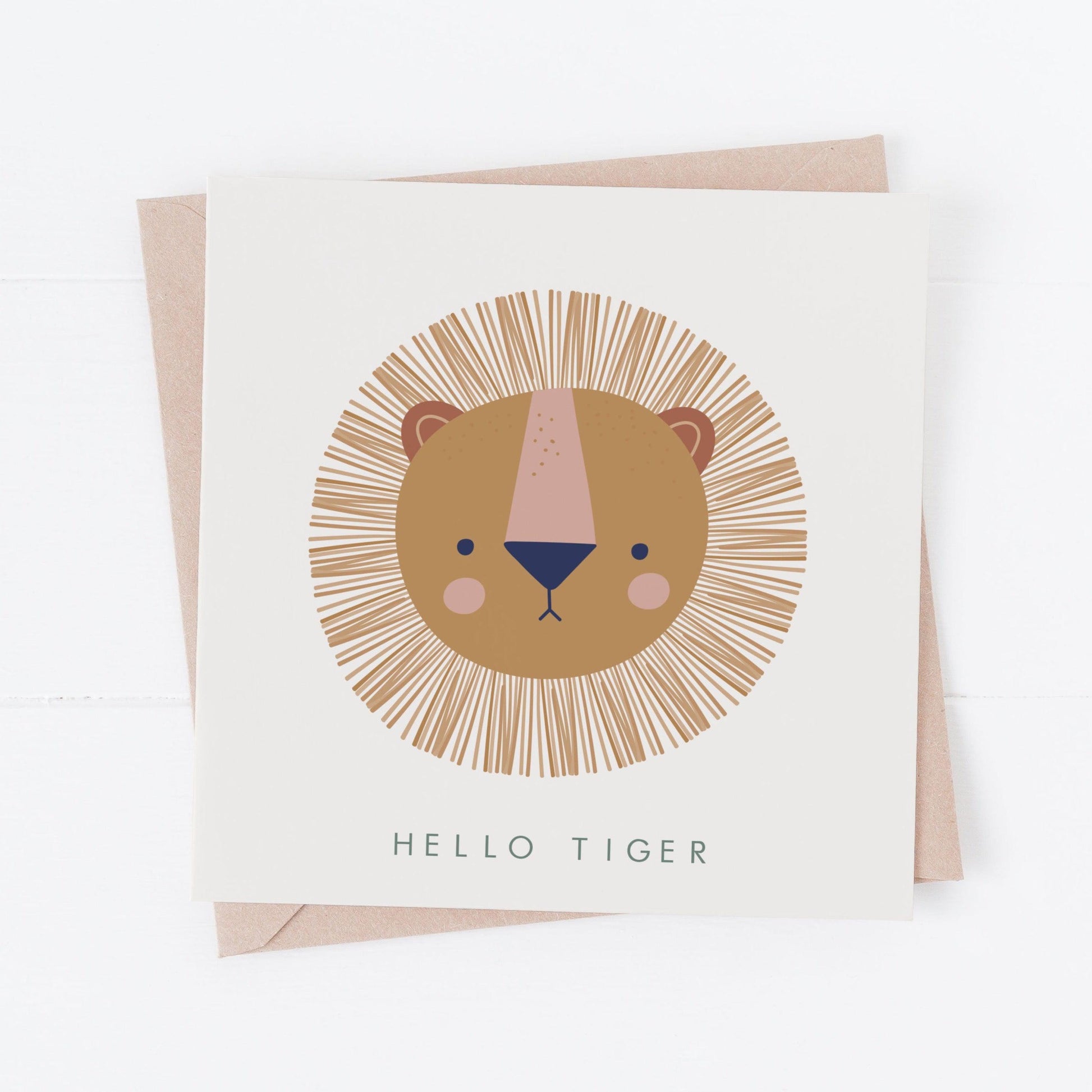 Folk & Nest Hello Tiger Greeting Card-Breda's Gift Shop