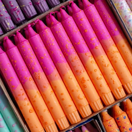 Fuchsia & Orange Tapered Candle-Breda's Gift Shop