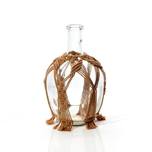 Glass Vase With Macrame-Breda's Gift Shop