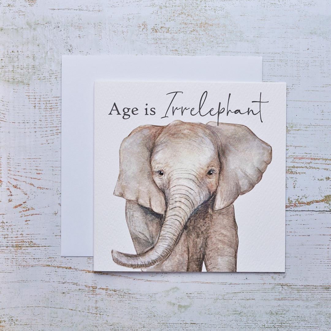 Greeting Card: Birthday “Age Is Irrelephant”-Breda's Gift Shop