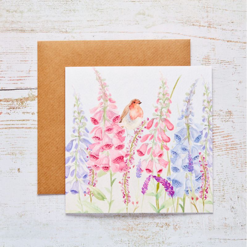 Greeting Card: Floral Robin-Breda's Gift Shop