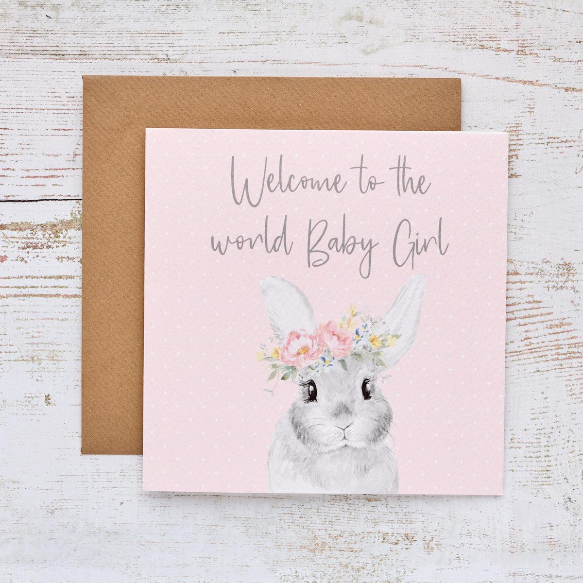 Greeting Card: “Welcome To The World Baby Girl”-Breda's Gift Shop