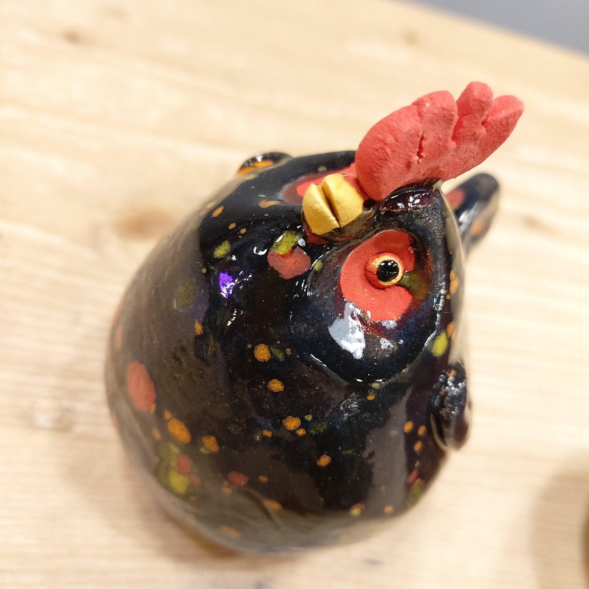 Joanne Robey Ceramics Rooster Black & Red-Breda's Gift Shop