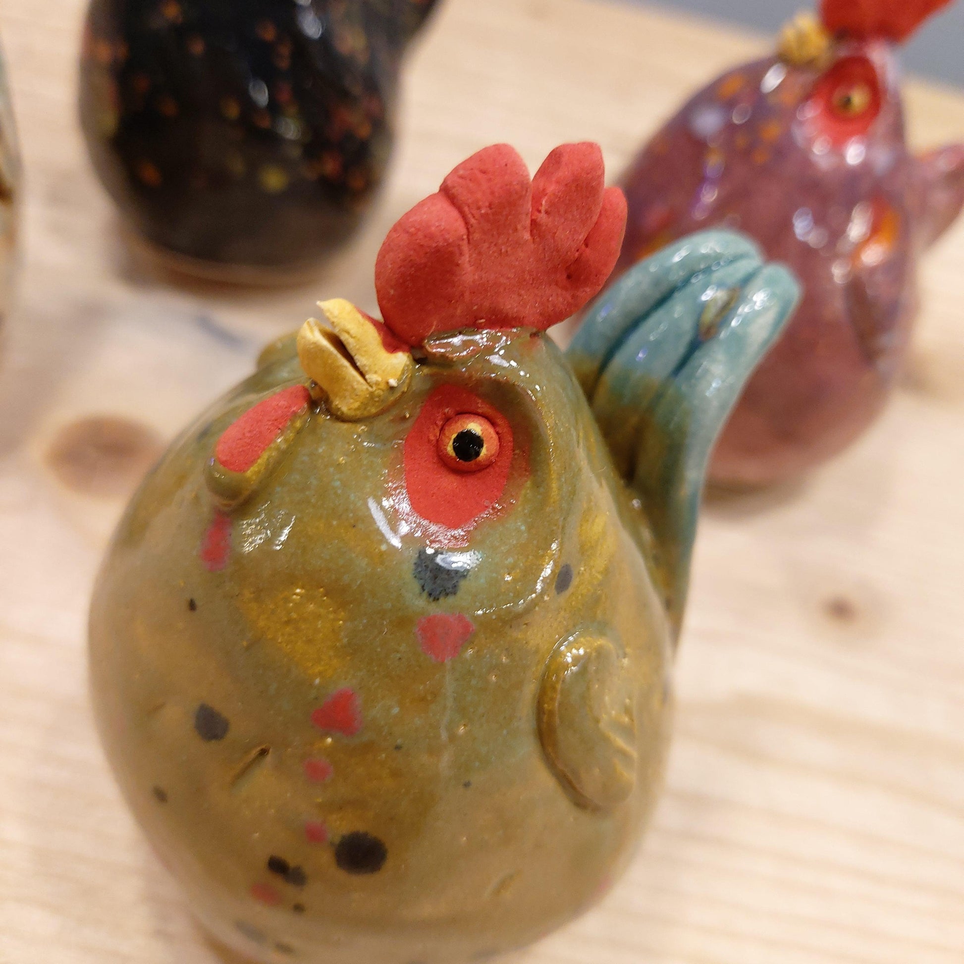 Joanne Robey Ceramics Rooster Green-Breda's Gift Shop