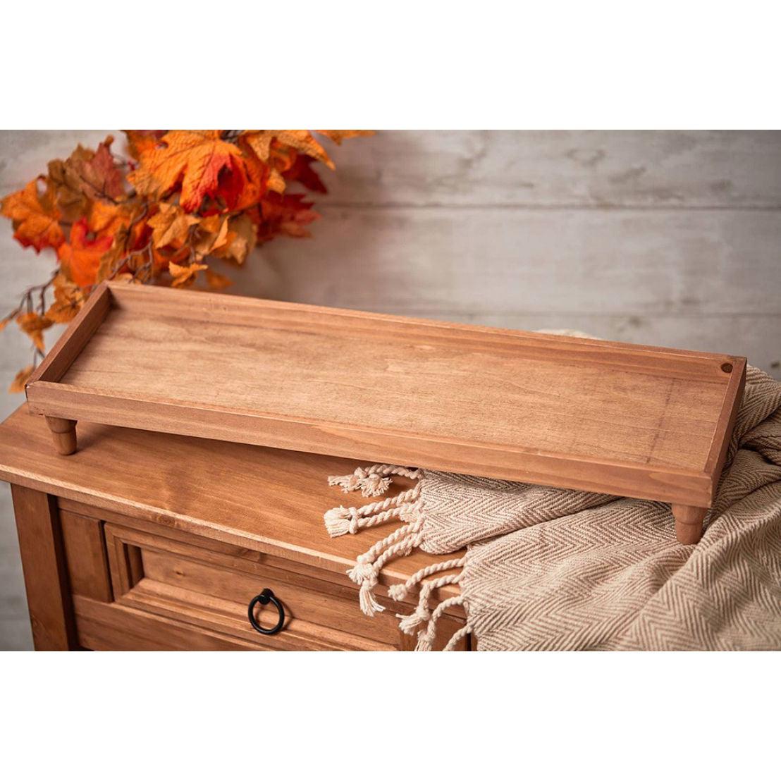 Long Wooden Tray with Legs-Breda's Gift Shop