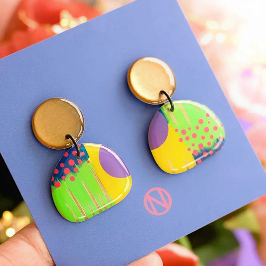 Naoi Abstract Polka Statement Earrings-Breda's Gift Shop