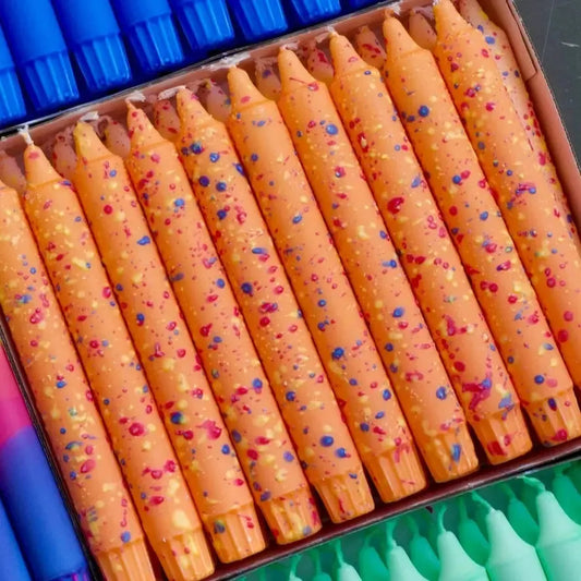 Orange Confetti Tapered Candle-Breda's Gift Shop