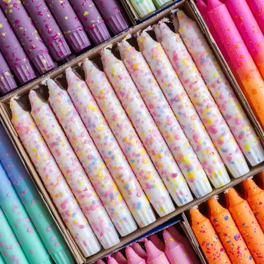 Rainbow Confetti Tapered Candle-Breda's Gift Shop
