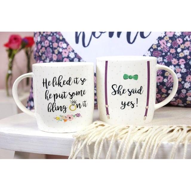 " She Said Yes! “ Engagement Mug Set-Breda's Gift Shop