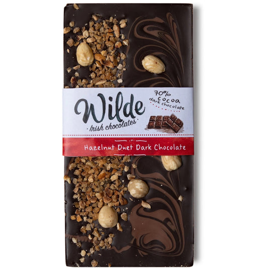 Wilde Irish Chocolates - Hazelnut Duet 70% Dark Chocolate Bar-Breda's Gift Shop