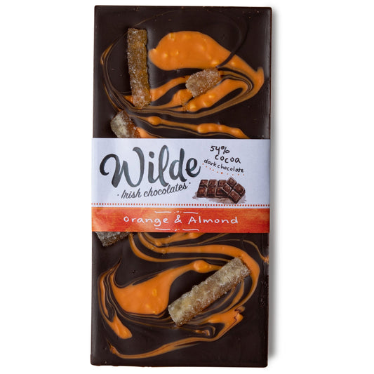 Wilde Irish Chocolates - Orange & Almond 54% Chocolate Bar-Breda's Gift Shop