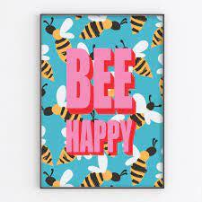 Art Print “Bee Happy”-Breda's Gift Shop