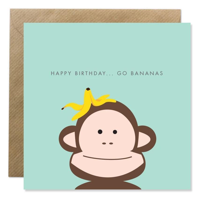 Bold Bunny “Happy Birthday... Go Bananas” Greeting Card-Breda's Gift Shop