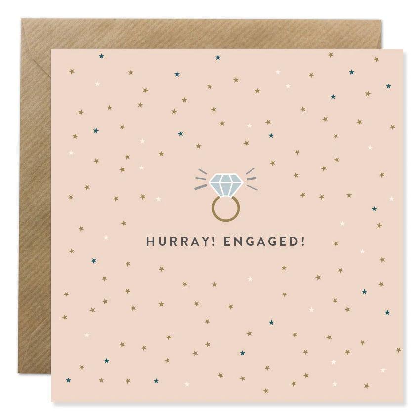 Bold Bunny “Hurray! Engaged!” Greeting Card-Breda's Gift Shop