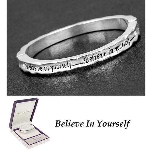 Equilibrium Silver Plated “Believe In Yourself “ Sentiment Bracelet-Breda's Gift Shop