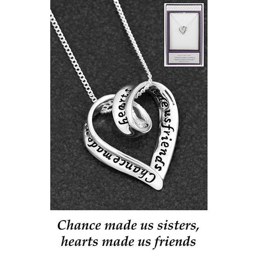 Equilibrium Silver Plated Heart Necklace "Sister"-Breda's Gift Shop