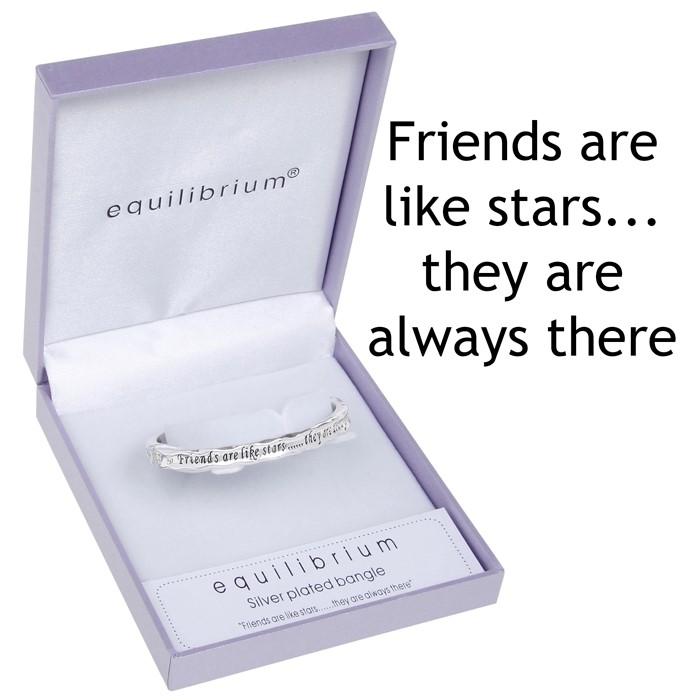 Equilibrium Silver Plated Hinged Bracelet "Friends"-Breda's Gift Shop