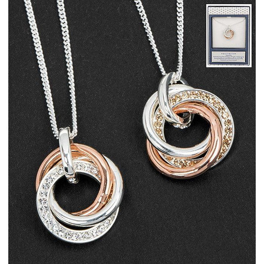 Equilibrium Two Tone Triple Ring Necklace-Breda's Gift Shop