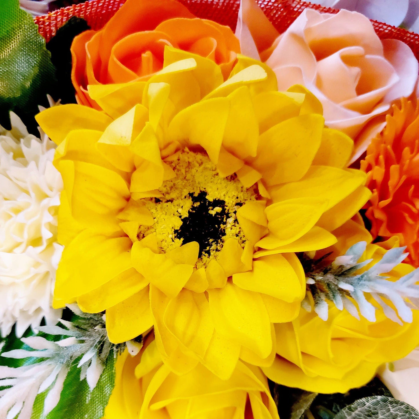 Yellow and Orange Soap Flower Bouquet-Breda's Gift Shop
