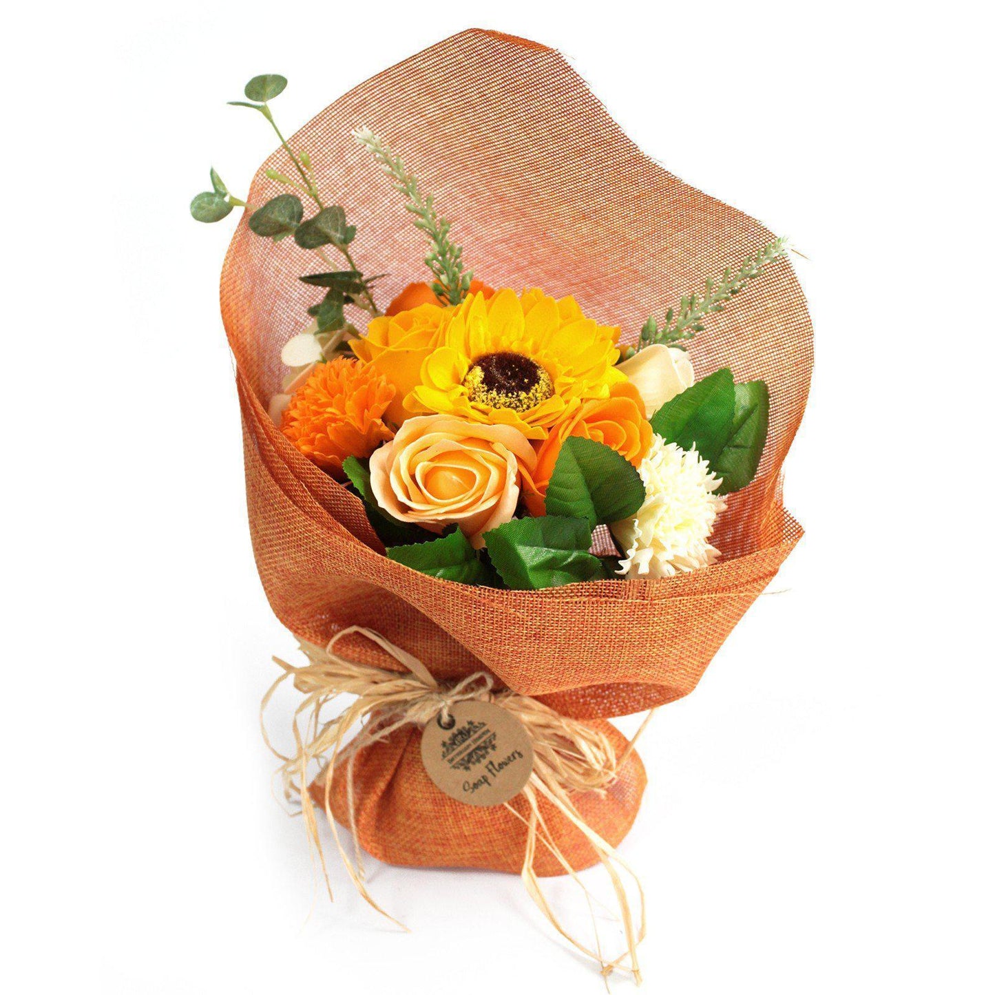 Yellow and Orange Soap Flower Bouquet-Breda's Gift Shop
